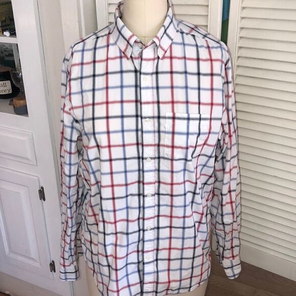 Classic Cotton Check Print Slim Fit Shirt. Buttoned neck. Extra buttons. - Picture 1 of 9